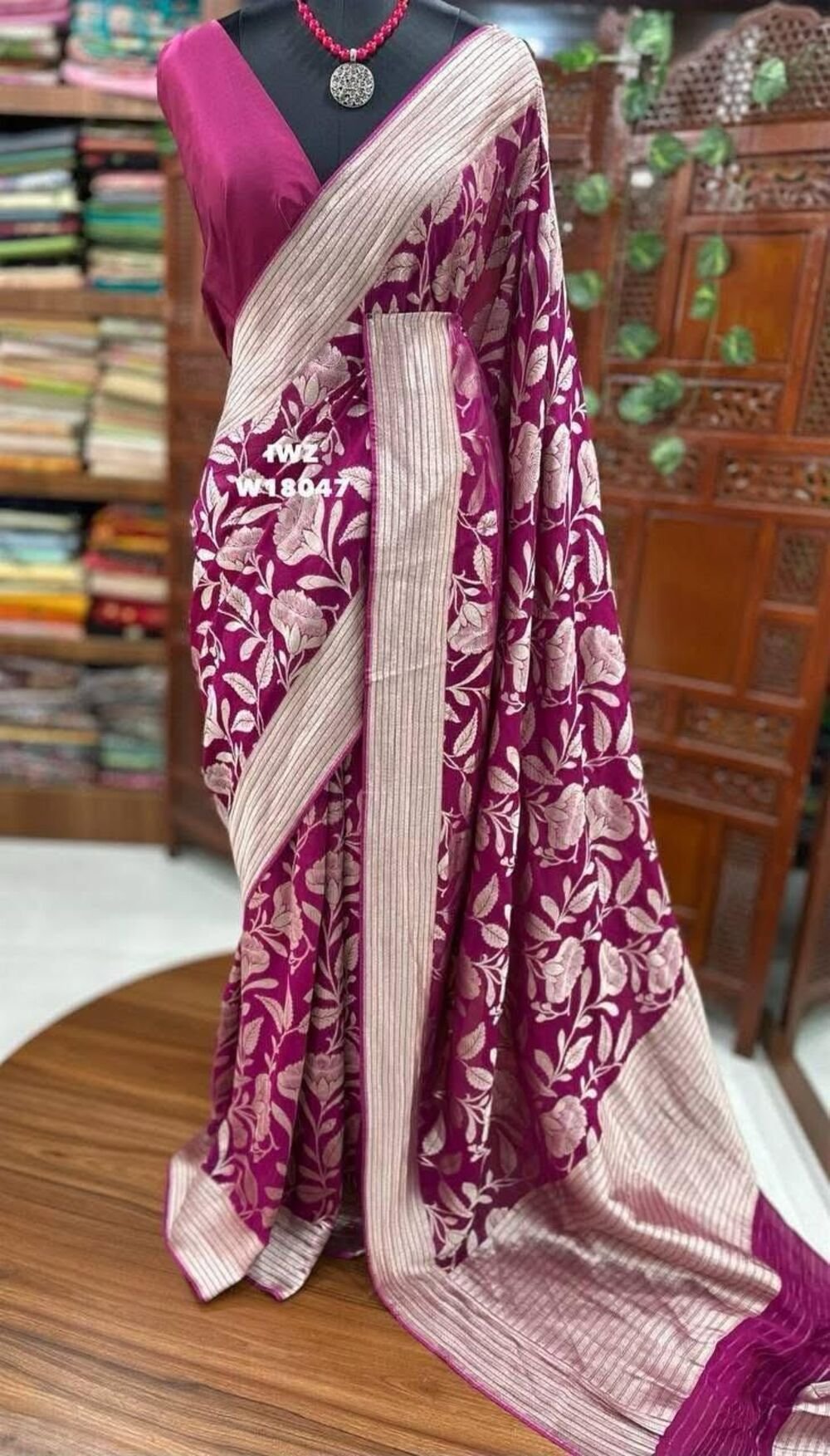 raw silk saree woth beutiful silvier weaving all Over saree with viscose thresd weaved patta Rich weaved pallu Teamed with running blouse - Image 3