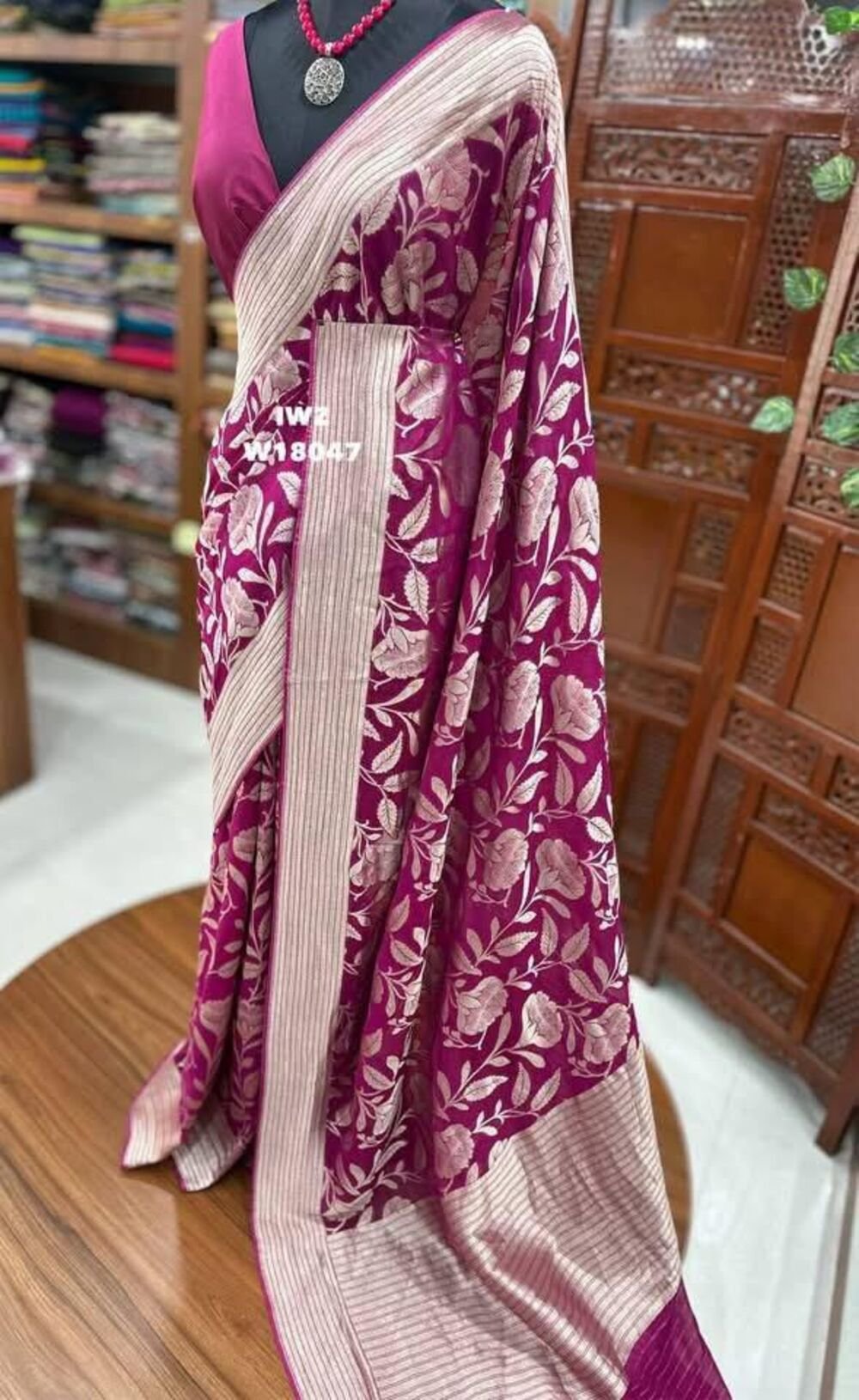 raw silk saree woth beutiful silvier weaving all Over saree with viscose thresd weaved patta Rich weaved pallu Teamed with running blouse - Image 2