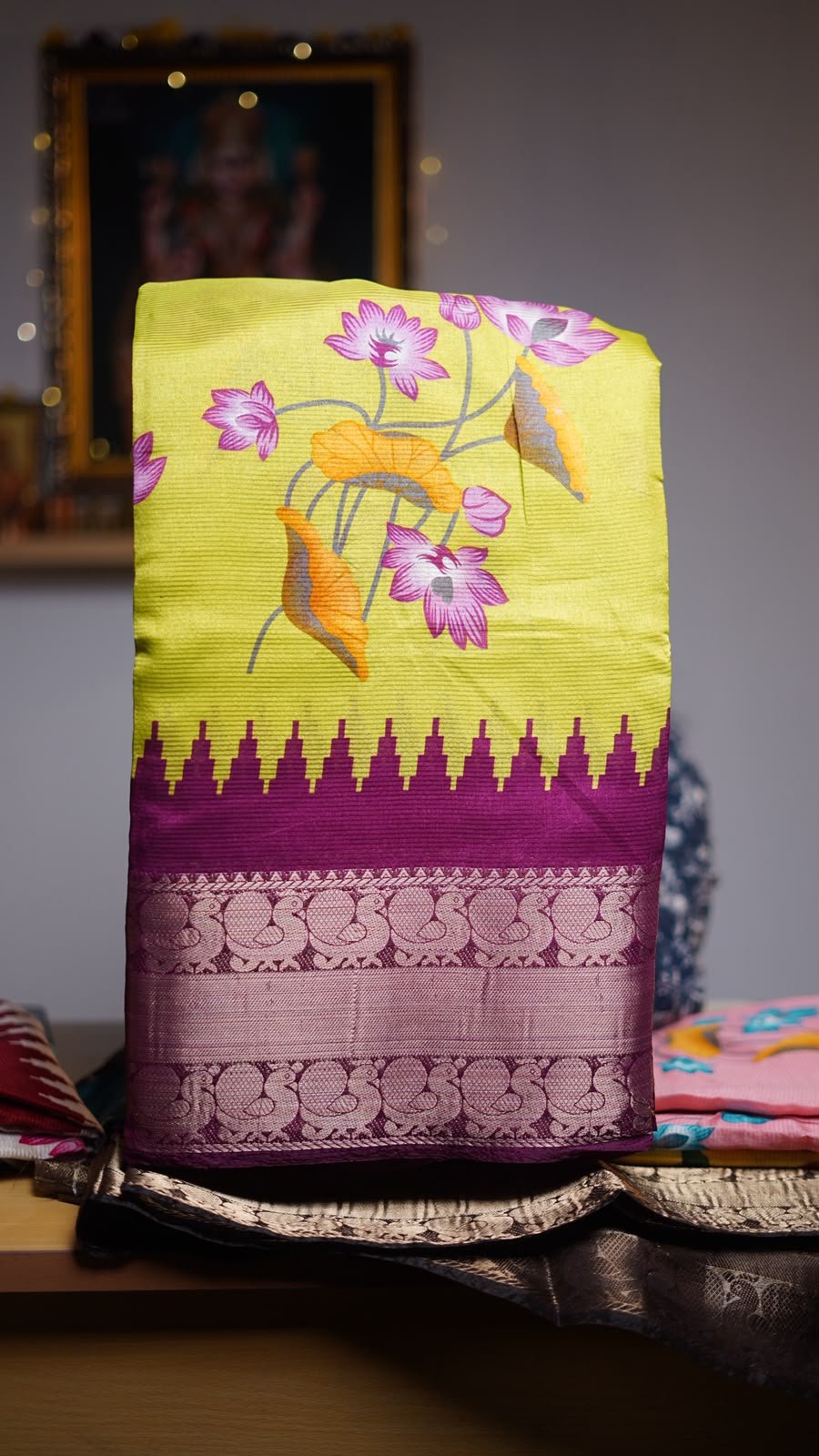 Fancy silk saree with contrast pallu and blouse